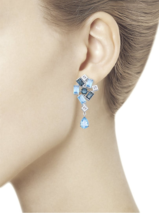 Bông tai vàng  trắng đính hoàng ngọc, hoàng ngọc London và kim cương zirconia - 725426