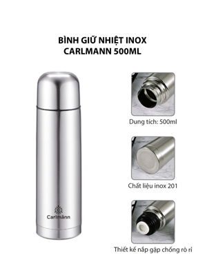 Bình Giữ Nhiệt Inox Carlmann 500ml - BES523