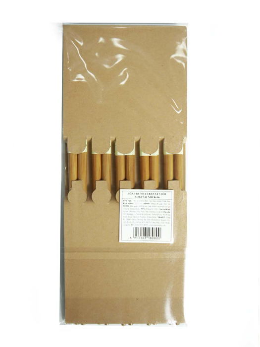 Đũa tre Nhật Bản vỉ 5 đôi Kokusai 22.5cm NDCK-06