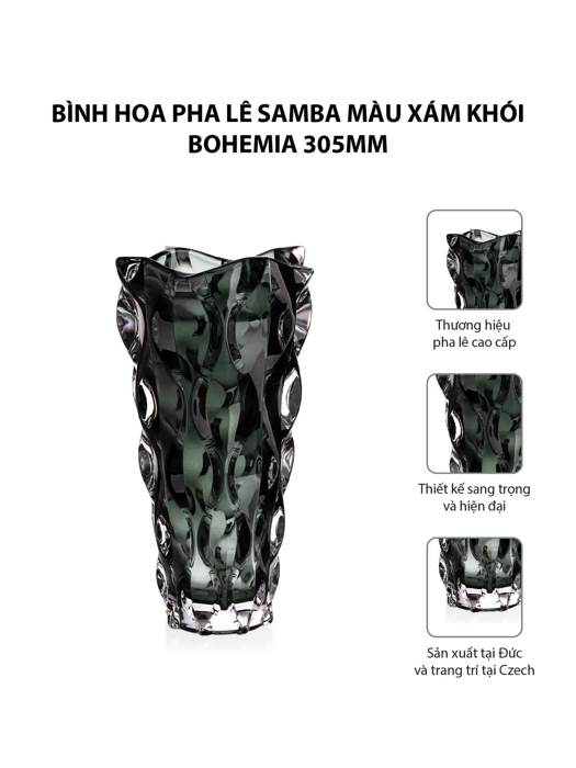 Bình hoa pha lê Samba màu xám khói Bohemia 305mm - 591520