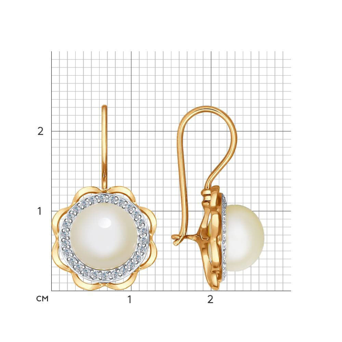 Bông tai vàng Sokolov đính ngọc trai và kim cương zirconia - 792012