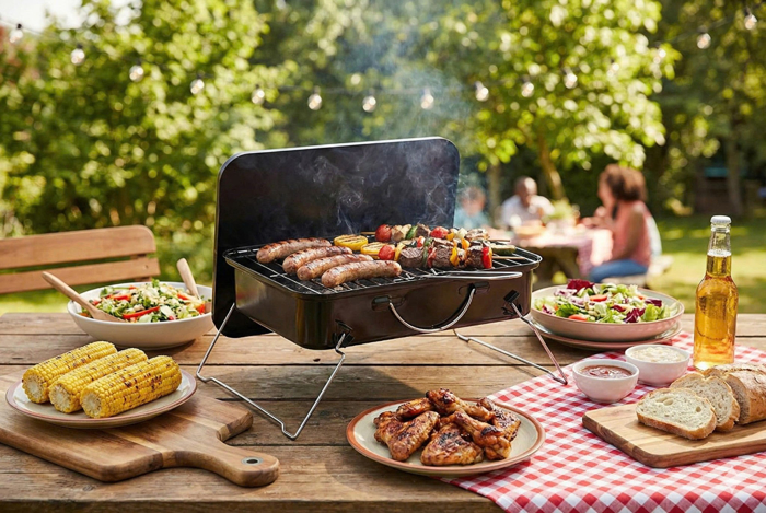 Bếp Than Di Động Có Nắp Kèm Vỉ Nướng La Fonte-015868