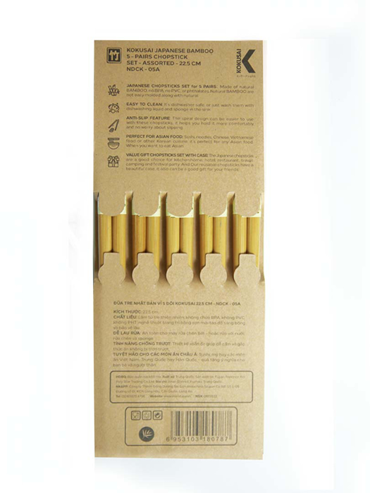 Đũa Tre Nhật Bản Vỉ 5 Đôi Kokusai NDCK-05A