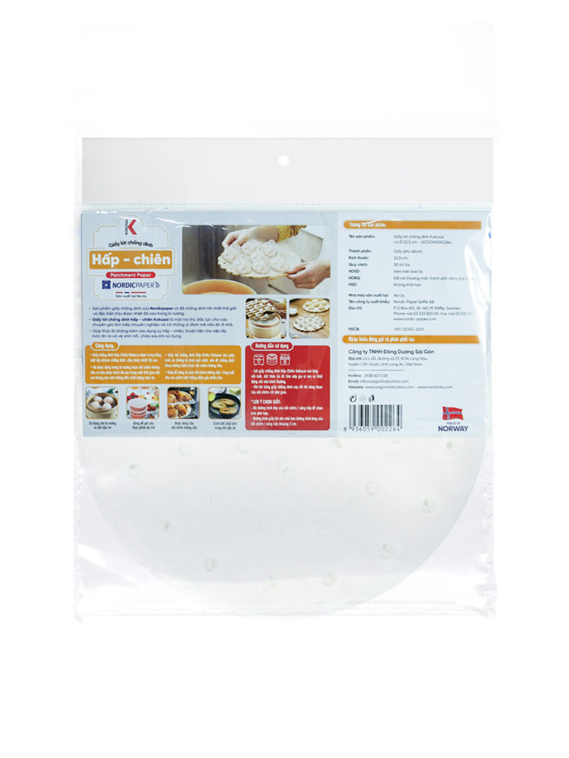 Giấy lót chống dính hấp chiên Kokusai có lỗ 22.5cm (30 tờ/túi)