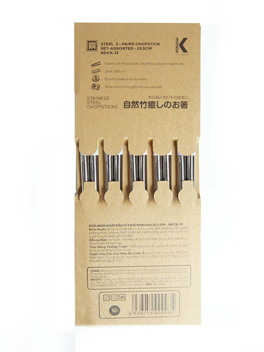 Đũa Inox Nhật Bản Vỉ 5 Đôi Kokusai NDCK-13