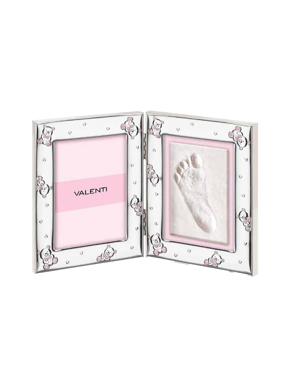 Khung ảnh và tranh bàn chân gấu Teddy,màu hồng-xanh,kích thước 9x13 mạ bạc hiệu VALENTI  - 731403LRA