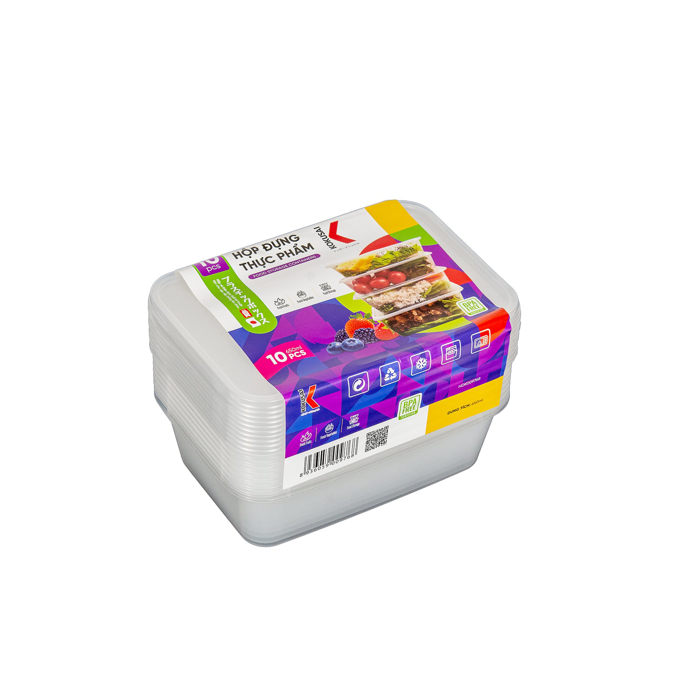 Hộp nhựa đựng thực phẩm Kokusai 650ml Lốc 10 cái - HDK009768-M