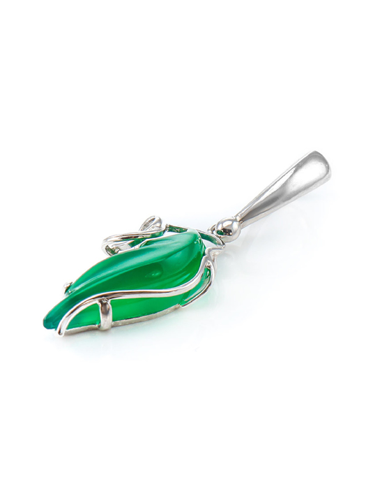 Mặt dây chuyền trang sức bằng bạc 22k, có đính hổ phách thiên nhiên - 711001095