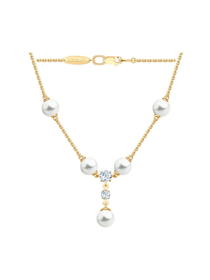 Dây chuyền vàng 585, có đính ngọc trai, cz - 797020