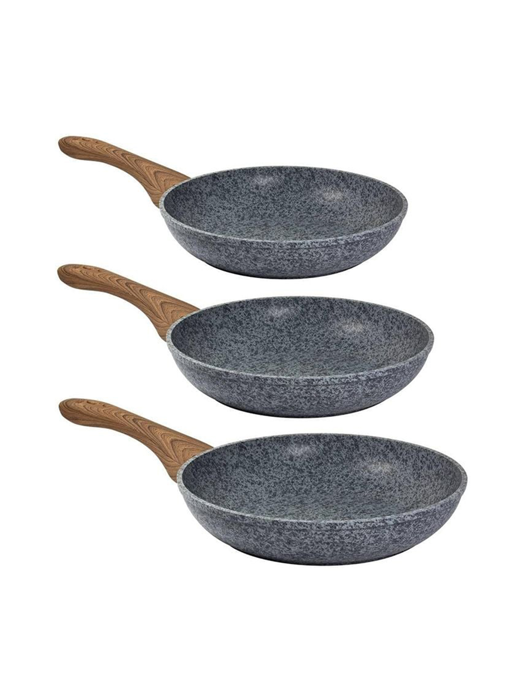 Chảo phủ chống dính đá granite CS màu xám, (1 bộ 3 cái) size 20x24x28 - 065348