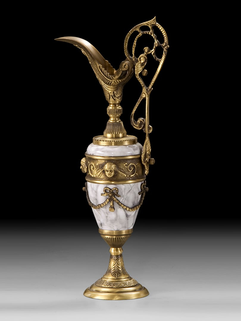 Bình hoa màu xám ghi đính JUG CLEOPATRA bằng đồng - 8553G