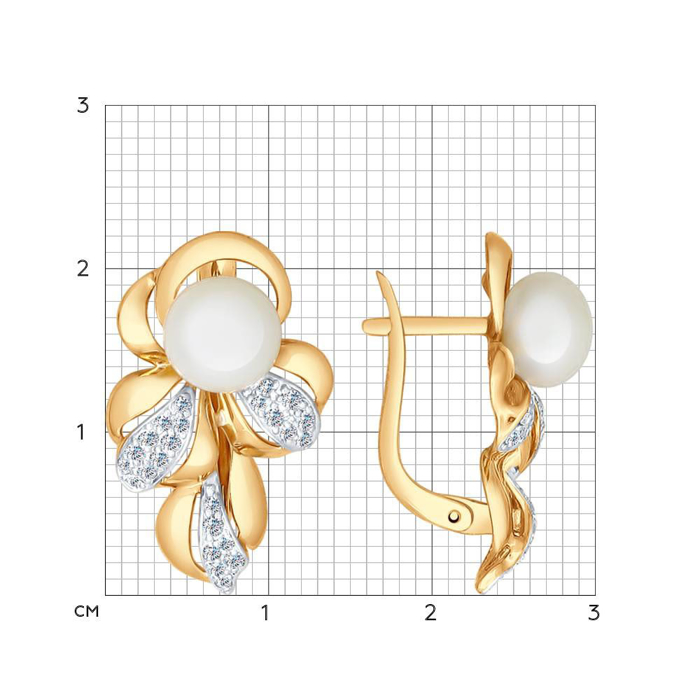 Bông tai vàng đính ngọc trai và kim cương zirconia - 792034