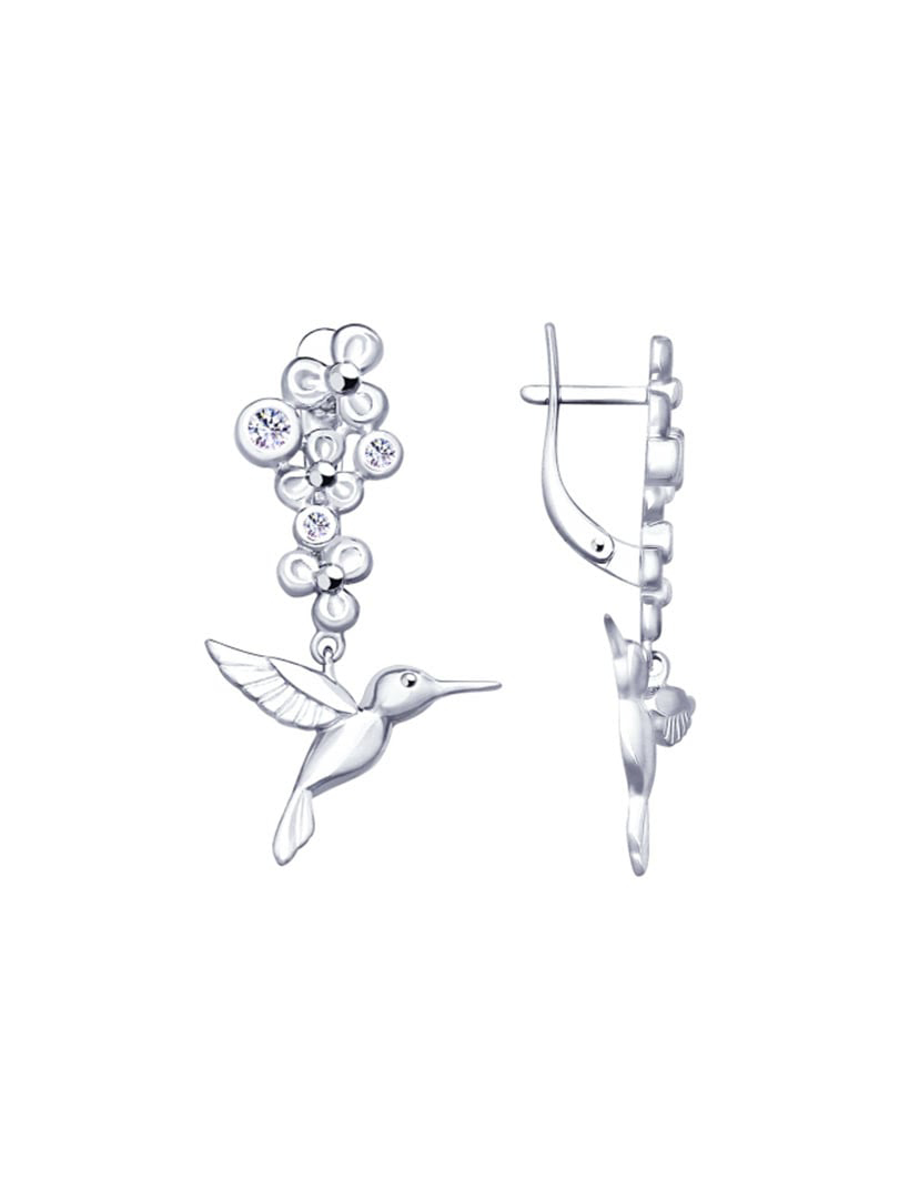 Bông tai Sokolov bạc Hummingbird đính kim cương Zirconia - 4022863