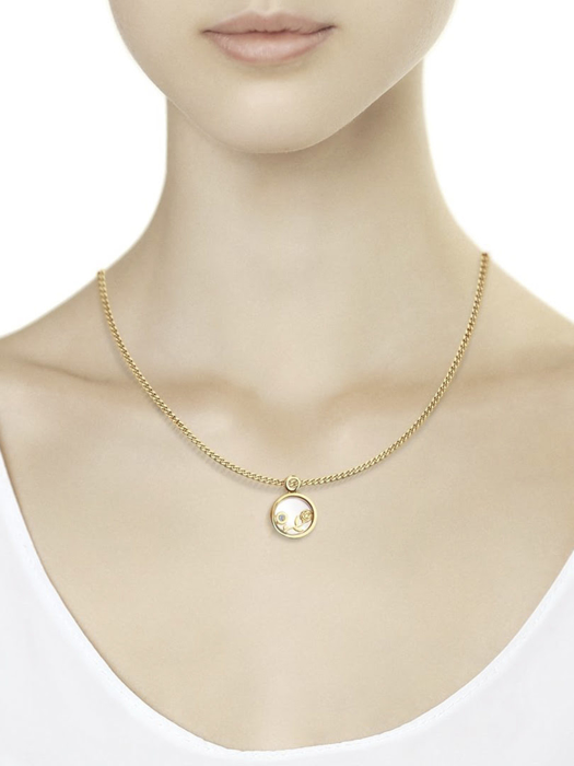 Măt dây chuyên vàng 585, mã 1030455 No 16231. có đính đá  sapphire glass, nacre, kim cương kp-57