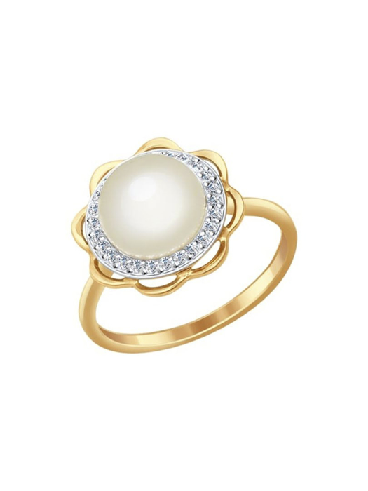 Nhẫn vàng 585 đính ngọc trai, cz mã 791011