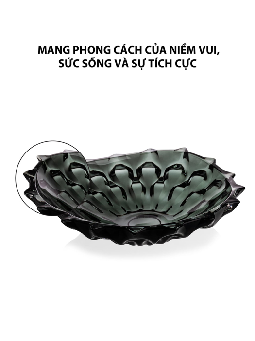 Khay pha lê Samba xám khói Bohemia 350mm - 599526