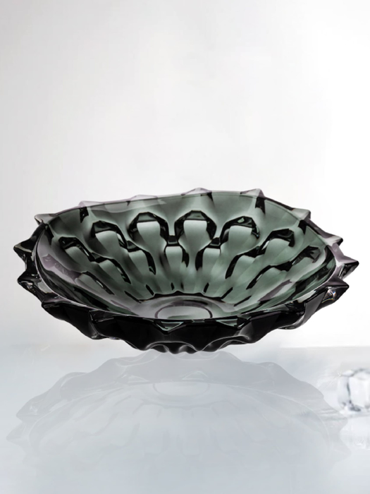 Khay pha lê Samba xám khói Bohemia 350mm - 599526