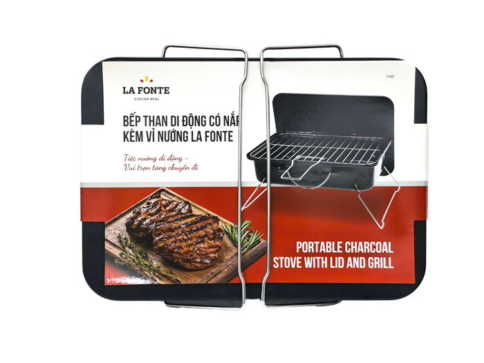 Bếp Than Di Động Có Nắp Kèm Vỉ Nướng La Fonte-015868