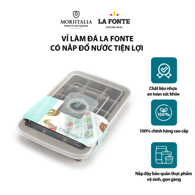 Vỉ làm đá La Fonte có nắp đổ nước tiện lợi Moriitalia 006583