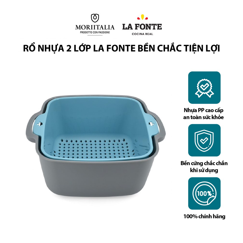 Rổ nhựa 2 lớp La Fonte bền chắc tiện lợi Moriitalia 006781