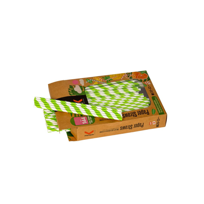 Ống hút giấy phân hủy sinh học Kokusai  Phi 6mm/ 8mm x 197mm  - Chính hãng MORIITALIA, sản phẩm đạt chứng nhận sức khoẻ