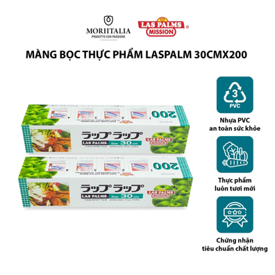 Màng bọc thực phẩm Las Palms chính hãng Moriitalia MBTP09006118 - Không mùi hôi, ngừa vi khuẩn, có dao nhựa kèm theo