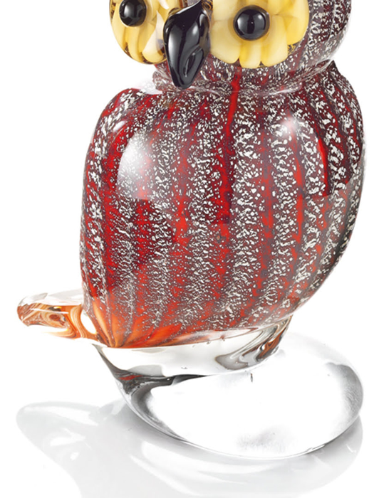 Đồ trang trí bằng thủy tinh: hình con  cú mèo màu đỏ,  Code:800121,size: h.cm 17,5nhãn hiệu : OTTAVIANI-