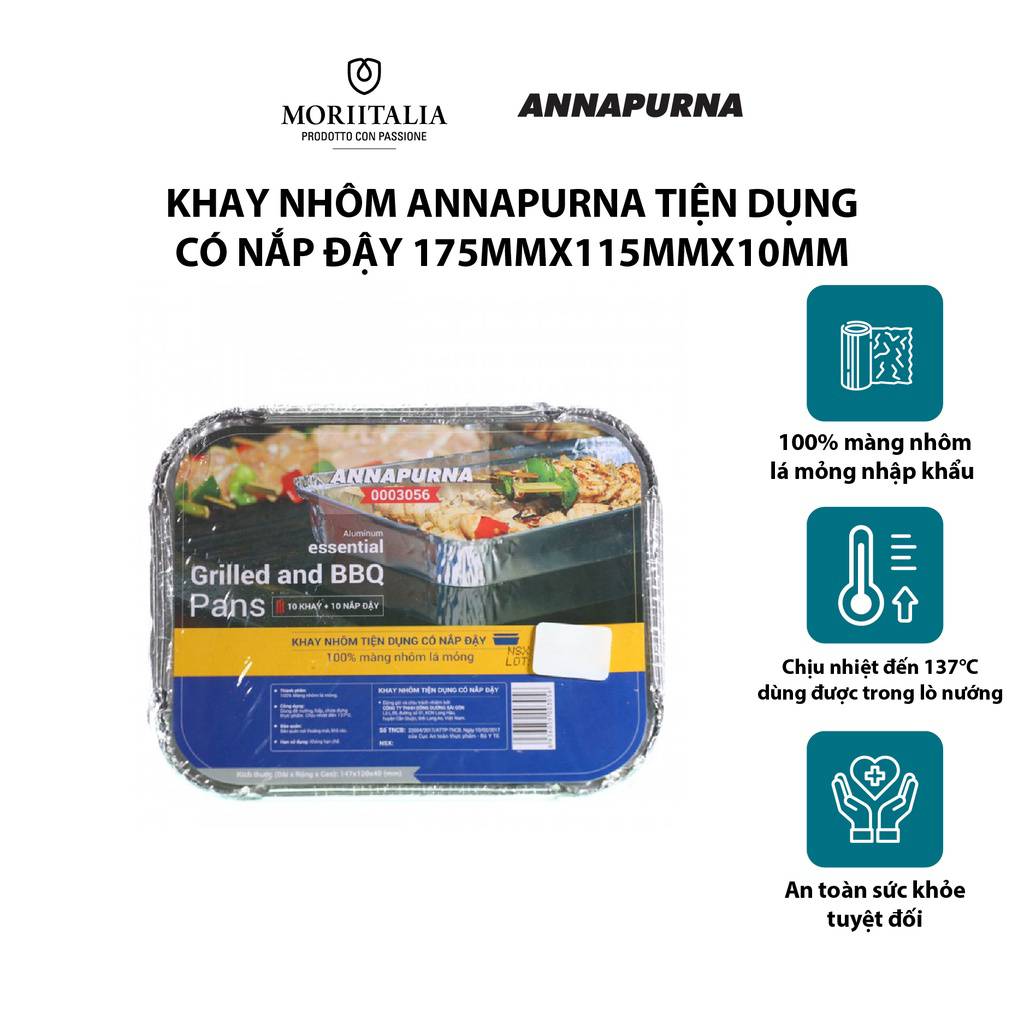 Khay nhôm Annapurna tiện dụng có nắp đậy Moriitalia 0003063