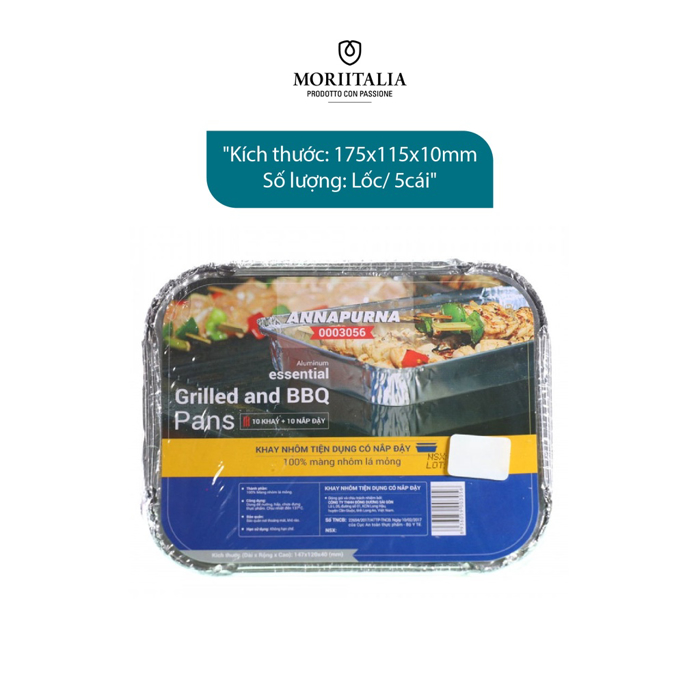 Khay nhôm Annapurna tiện dụng có nắp đậy Moriitalia 0003063