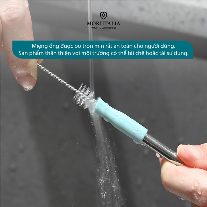 Vỉ 4 ống hút Inox có cọ vệ sinh La Fonte an toàn tiện lợi cao cấp Moriitalia 006699