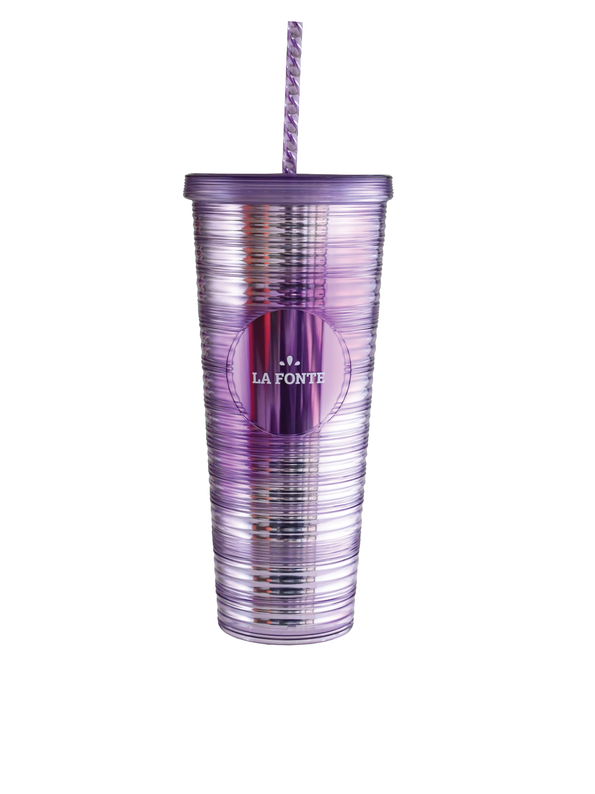 Ly nhựa 2 lớp kèm ống hút La Fonte 760ml - 013222-PUR
