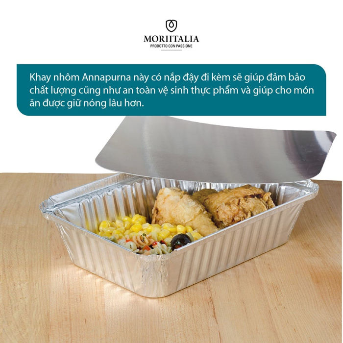 Khay nhôm Annapurna tiện dụng có nắp đậy Moriitalia 0003063