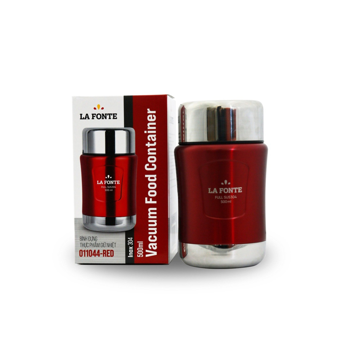 Hũ đựng thực phẩm giữ nhiệt LA FONTE 500ml, Thép không gỉ SUS304 - Chính hãng MORIITALIA 011044-RED