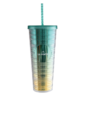 Ly nhựa 2 lớp kèm ống hút La Fonte 760ml - 013222-GRE