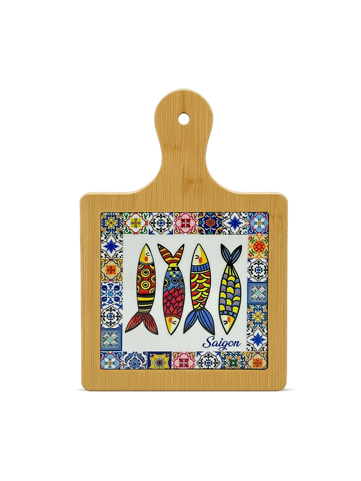 Thớt Tre Ceramic La Fonte Hoa Văn Ngư Phúc 18.5cm x 28.5cm - THOT00000383