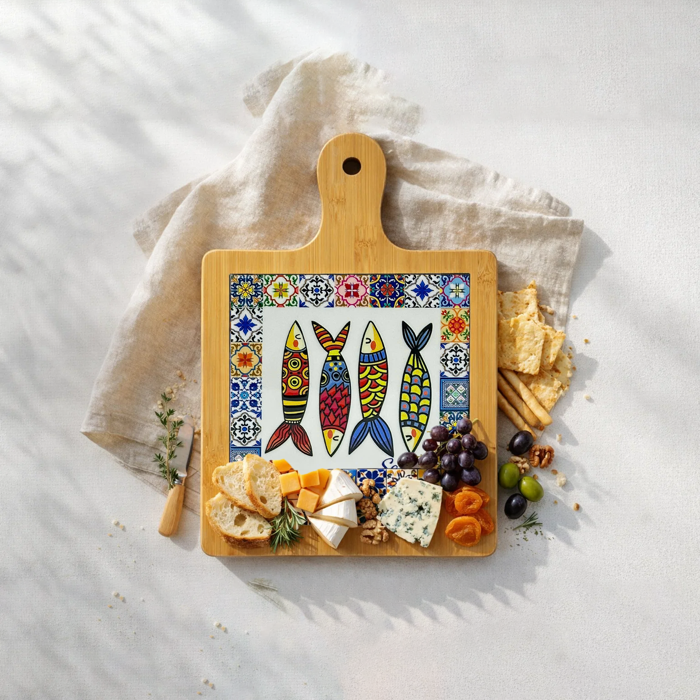 Thớt Tre Ceramic La Fonte Hoa Văn Ngư Phúc 18.5cm x 28.5cm - THOT00000383