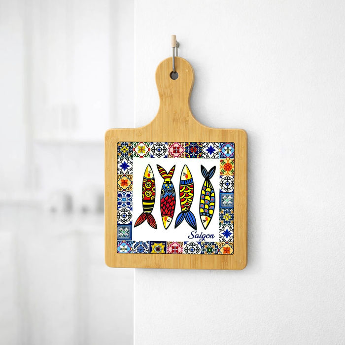 Thớt Tre Ceramic La Fonte Hoa Văn Ngư Phúc 18.5cm x 28.5cm - THOT00000383