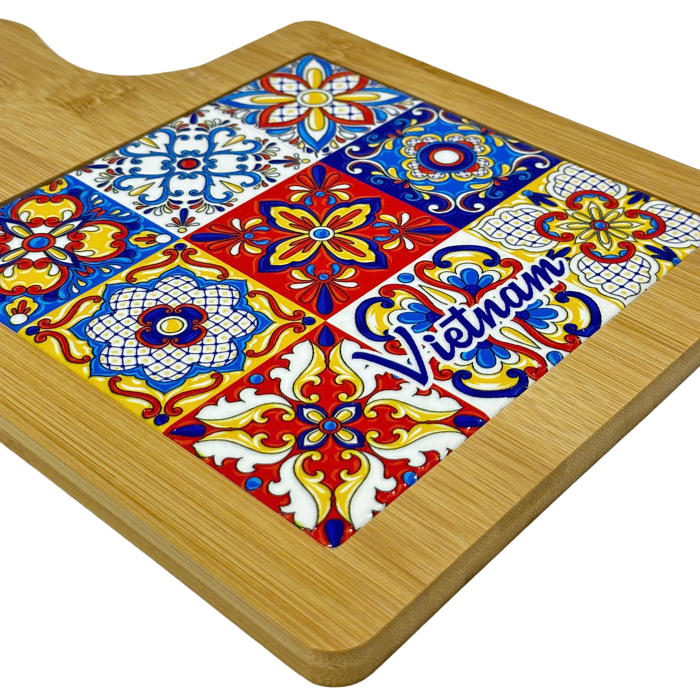 Thớt Tre Ceramic La Fonte Hoa Văn Sắc Việt 18.5cm x 28.5cm - THOT00000369
