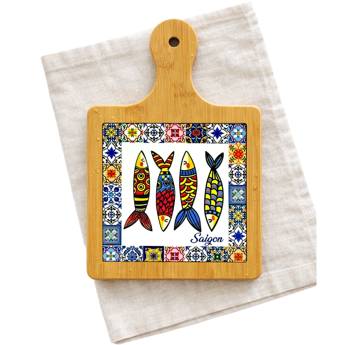 Thớt Tre Ceramic La Fonte Hoa Văn Ngư Phúc 18.5cm x 28.5cm - THOT00000383