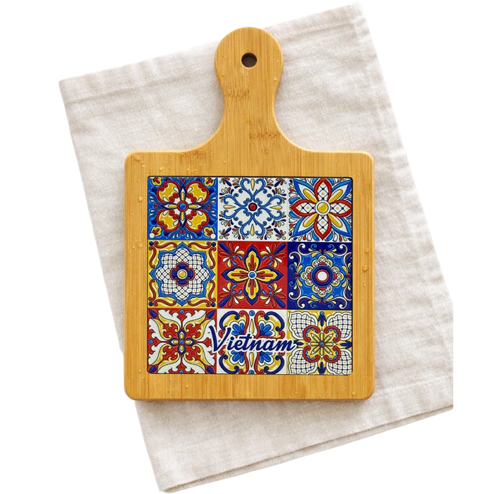 Thớt Tre Ceramic La Fonte Hoa Văn Sắc Việt 18.5cm x 28.5cm - THOT00000369