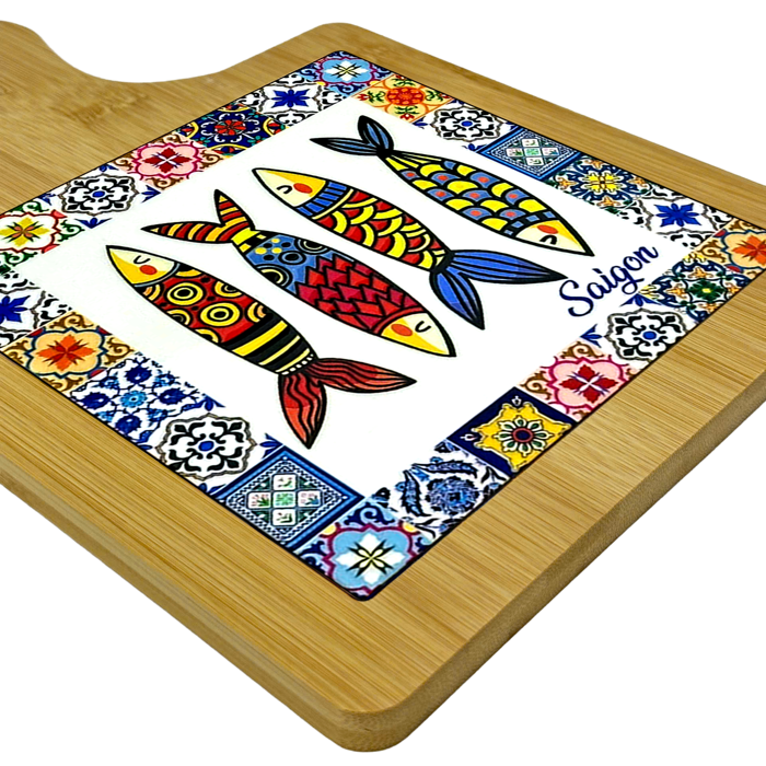 Thớt Tre Ceramic La Fonte Hoa Văn Ngư Phúc 18.5cm x 28.5cm - THOT00000383