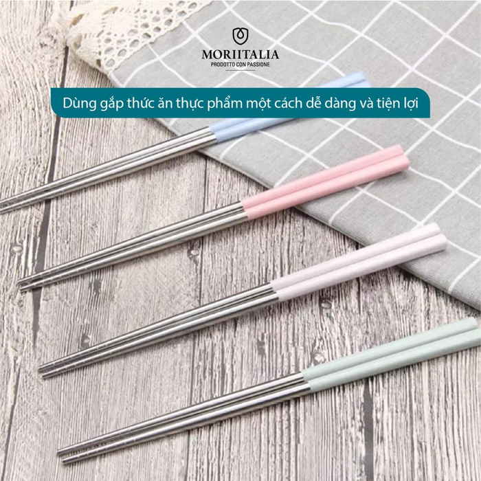 Vỉ 5 đôi đũa Inox Kokusai chống trượt, không gỉ sét chính hãng Moriitalia NDCK-13