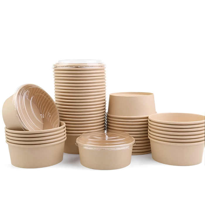 Tô giấy kraft: 750ml - 280gsm - 1PE - Không in & NAP PET - 150mm - Túi miệng xoay (50 cái/lốc)
