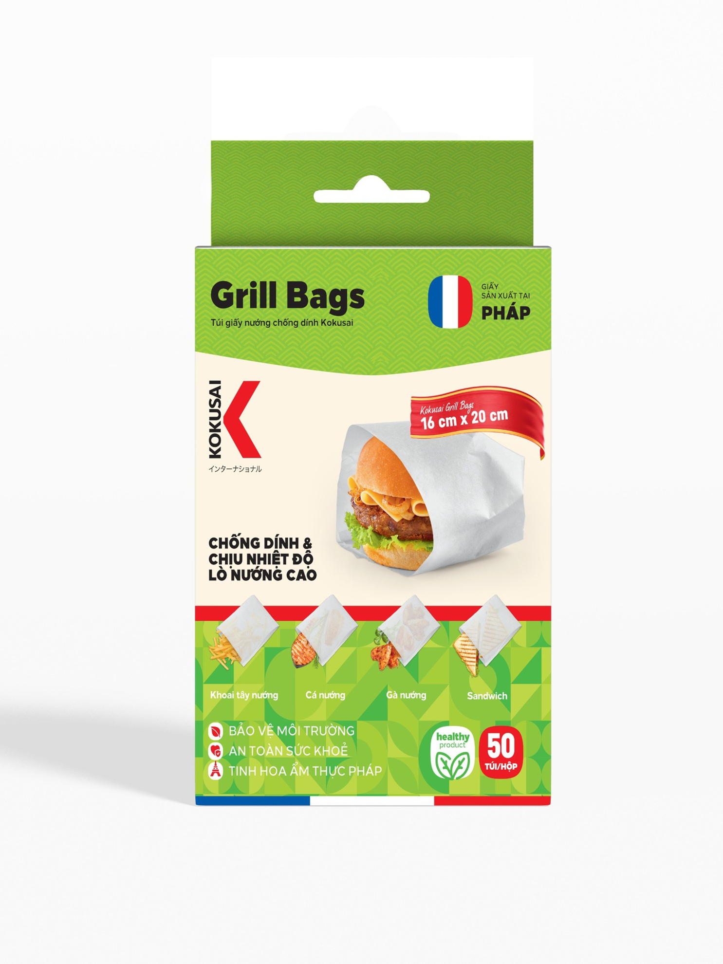 Túi giấy nướng chống dính Kokusai NL Pháp 16x20cm (50 túi/hộp)