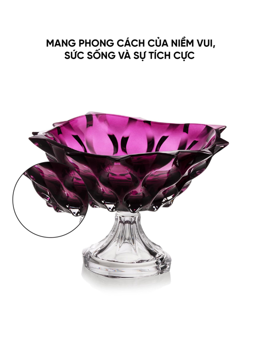 Khay pha lê có chân Samba tím Bohemia 305mm - 598529