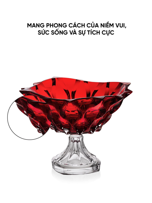 Khay pha lê có chân Samba đỏ Bohemia 305mm - 584713