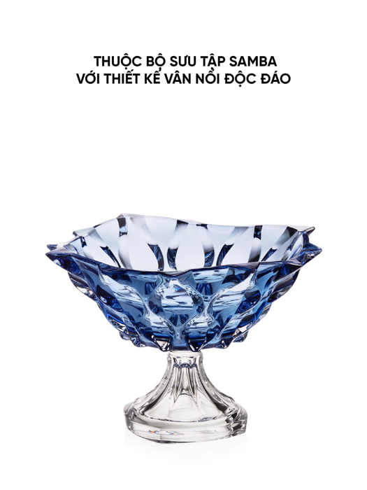 Khay pha lê có chân Samba màu xanh Bohemia 305mm - 584706