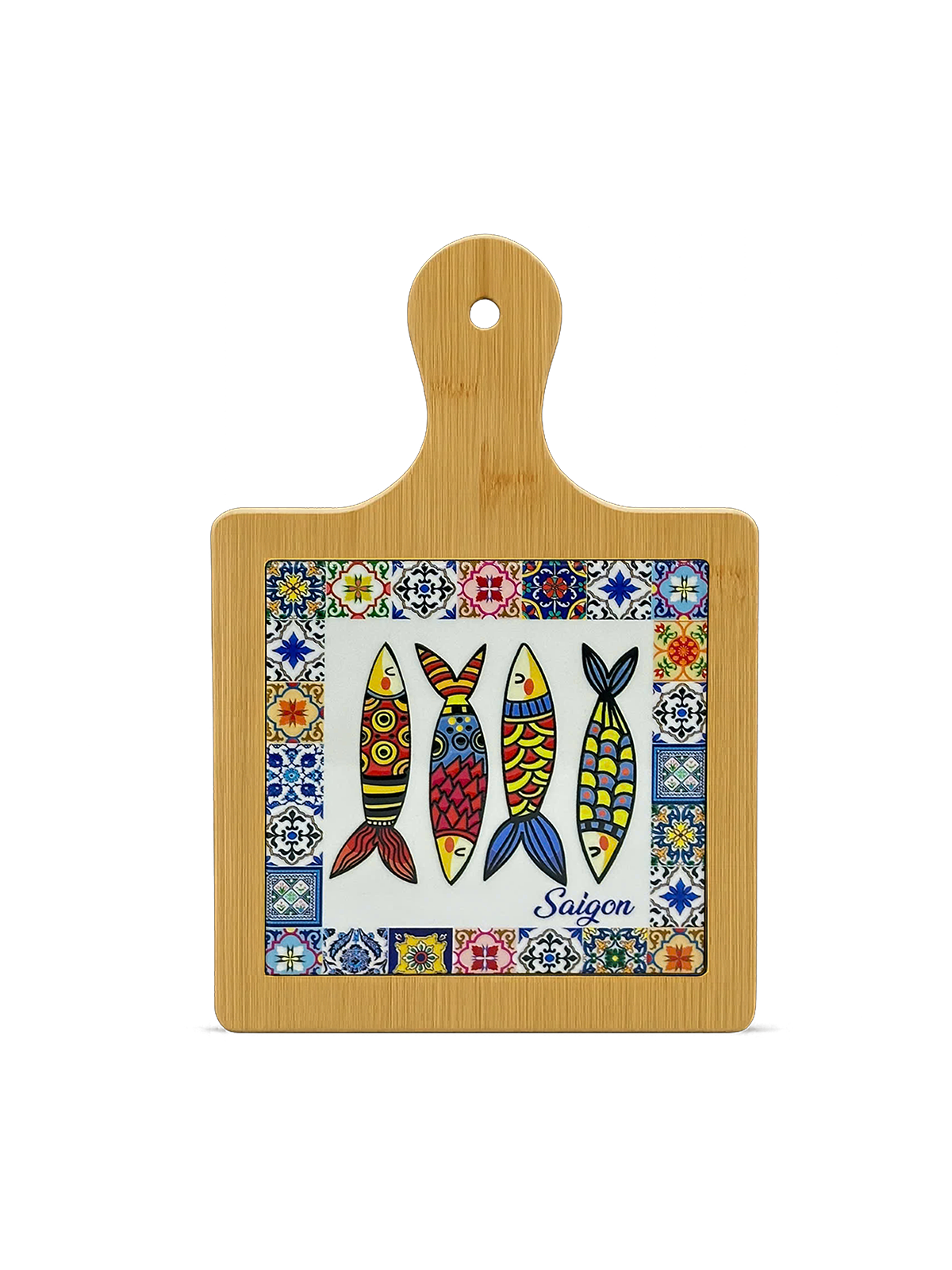 Thớt Tre Ceramic La Fonte Hoa Văn Ngư Phúc 18.5cm x 28.5cm - THOT00000383