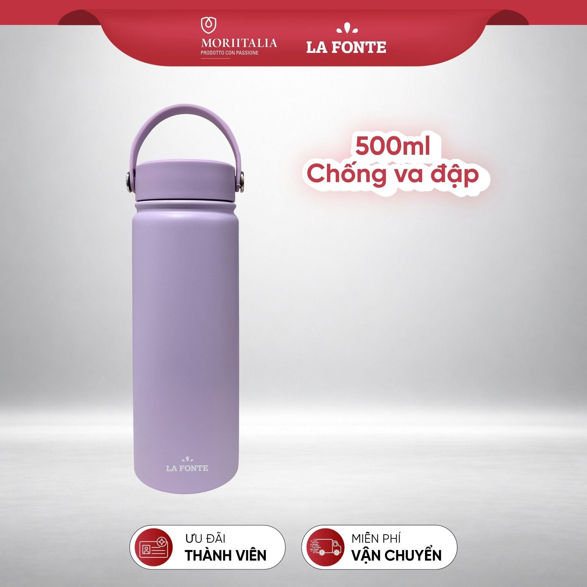 Bình Giữ Nhiệt 500ml Inox 304 La Fonte Màu Tím