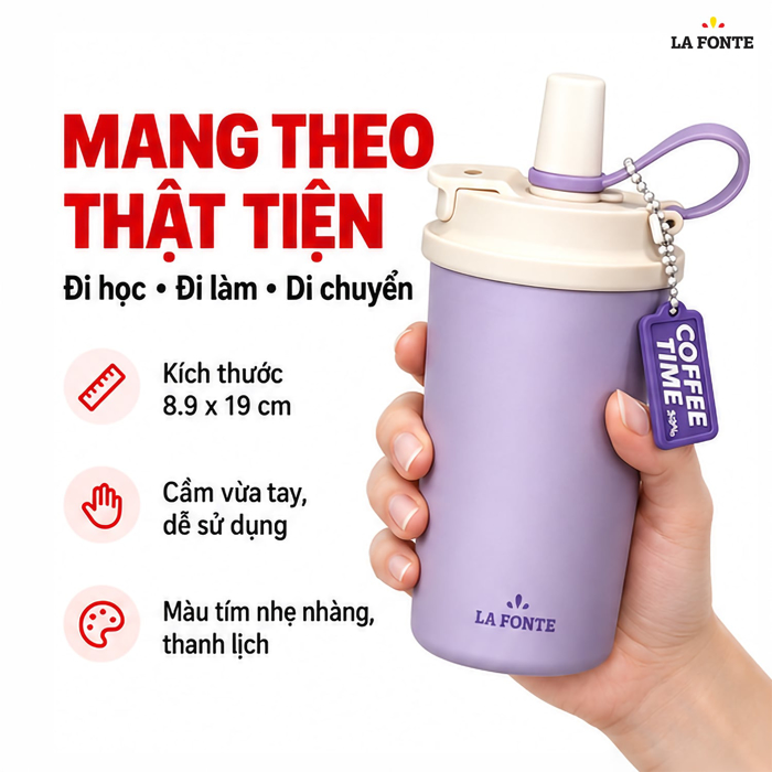 Cốc Giữ Nhiệt 500ml Inox 304 La Fonte Màu Tím